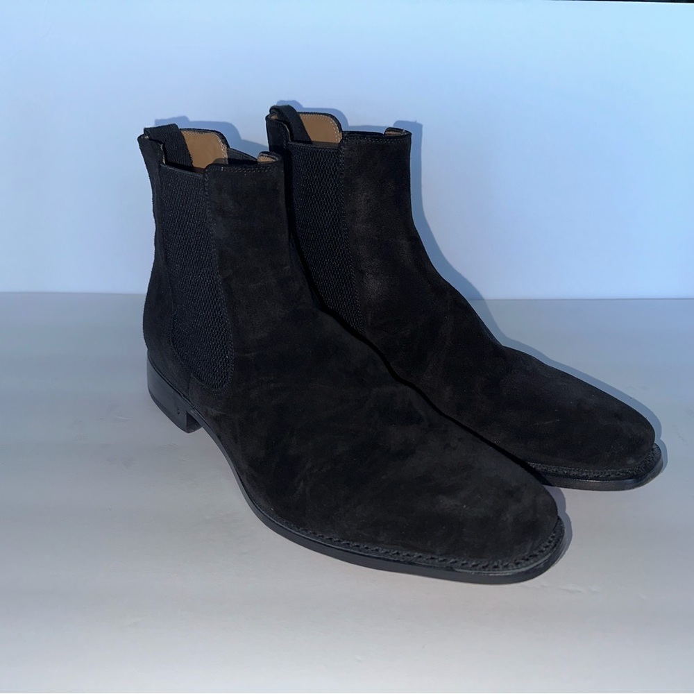 $698 Brand New John Varvatos Collection Amsterdam Cheslea Black Suede Boots 10.5